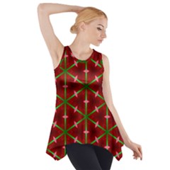 Textured Background Christmas Pattern Side Drop Tank Tunic by Celenk