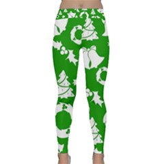 Green White Backdrop Background Card Christmas Classic Yoga Leggings