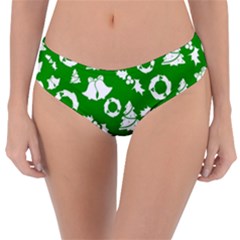 Green White Backdrop Background Card Christmas Reversible Classic Bikini Bottoms