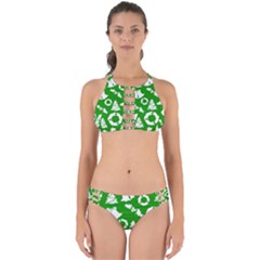 Green White Backdrop Background Card Christmas Perfectly Cut Out Bikini Set