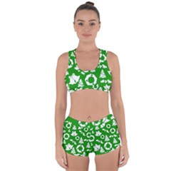 Green White Backdrop Background Card Christmas Racerback Boyleg Bikini Set