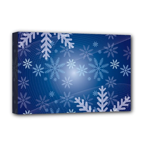 Snowflakes Background Blue Snowy Deluxe Canvas 18  X 12   by Celenk