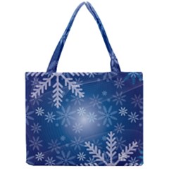 Snowflakes Background Blue Snowy Mini Tote Bag by Celenk