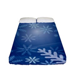 Snowflakes Background Blue Snowy Fitted Sheet (full/ Double Size) by Celenk