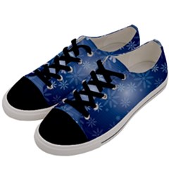 Snowflakes Background Blue Snowy Men s Low Top Canvas Sneakers by Celenk