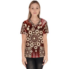 Background Star Red Abstract Scrub Top by Celenk