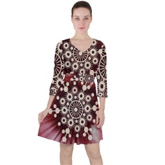 Background Star Red Abstract Ruffle Dress