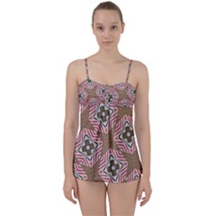 Pattern Texture Moroccan Print Babydoll Tankini Set by Celenk