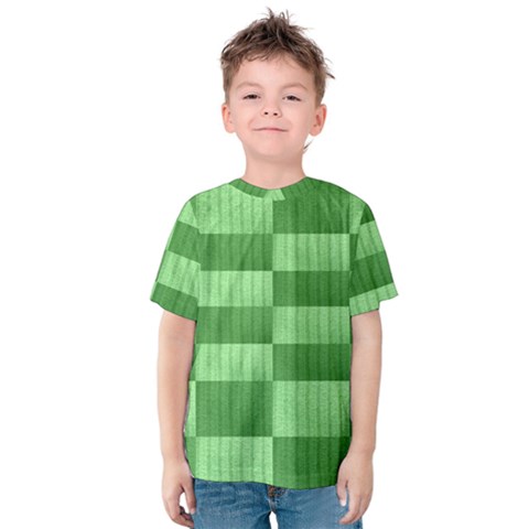 Wool Ribbed Texture Green Shades Kids  Cotton Tee by Celenk