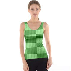 Wool Ribbed Texture Green Shades Tank Top