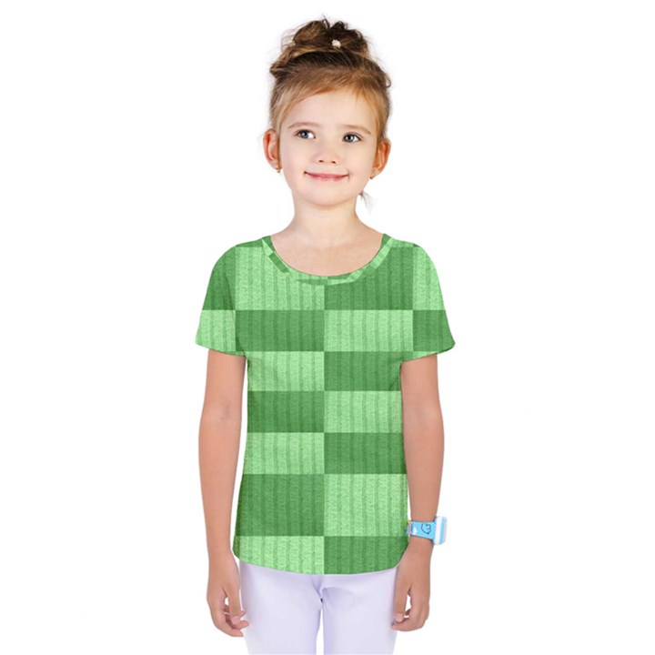 Wool Ribbed Texture Green Shades Kids  One Piece Tee