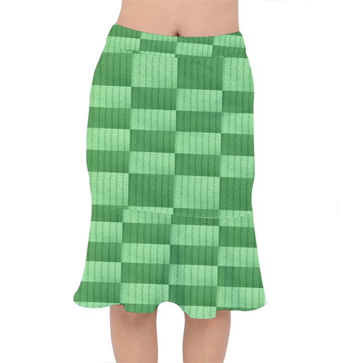 Wool Ribbed Texture Green Shades Mermaid Skirt