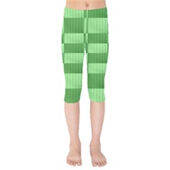 Wool Ribbed Texture Green Shades Kids  Capri Leggings 