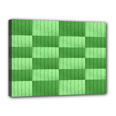 Wool Ribbed Texture Green Shades Canvas 16  X 12  by Celenk