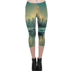 Yosemite Park Landscape Sunrise Capri Leggings  by Celenk