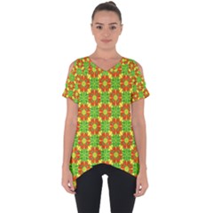 Pattern Texture Christmas Colors Cut Out Side Drop Tee