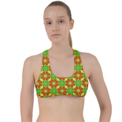 Pattern Texture Christmas Colors Criss Cross Racerback Sports Bra