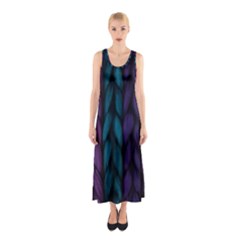 Background Weave Plait Blue Purple Sleeveless Maxi Dress