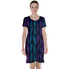 Background Weave Plait Blue Purple Short Sleeve Nightdress