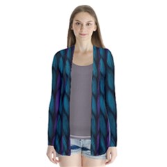 Background Weave Plait Blue Purple Drape Collar Cardigan by Celenk