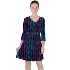 Background Weave Plait Blue Purple Ruffle Dress