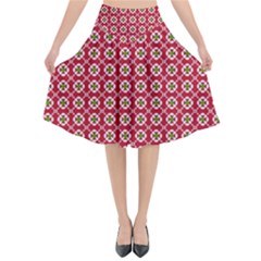 Christmas Wrapping Paper Flared Midi Skirt