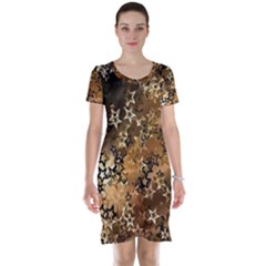 Star Sky Graphic Night Background Short Sleeve Nightdress