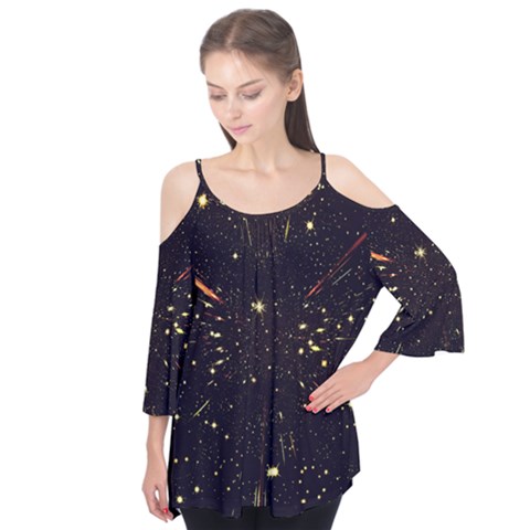 Star Sky Graphic Night Background Flutter Tees by Celenk