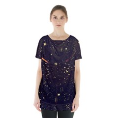 Star Sky Graphic Night Background Skirt Hem Sports Top by Celenk