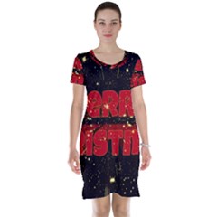 Star Sky Graphic Night Background Short Sleeve Nightdress