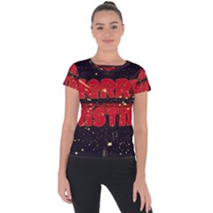 Star Sky Graphic Night Background Short Sleeve Sports Top  by Celenk