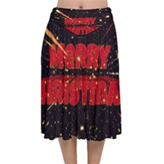 Star Sky Graphic Night Background Velvet Flared Midi Skirt by Celenk