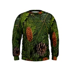 Branch Christmas Cone Evergreen Kids  Sweatshirt by Celenk