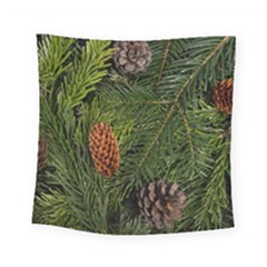 Branch Christmas Cone Evergreen Square Tapestry (small) by Celenk