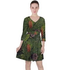 Branch Christmas Cone Evergreen Ruffle Dress