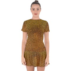 Background Gold Pattern Structure Drop Hem Mini Chiffon Dress by Celenk