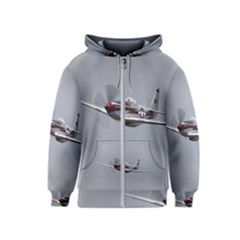 P-51 Mustang Flying Kids  Zipper Hoodie by Ucco