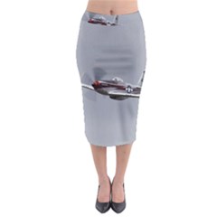 P-51 Mustang Flying Midi Pencil Skirt by Ucco