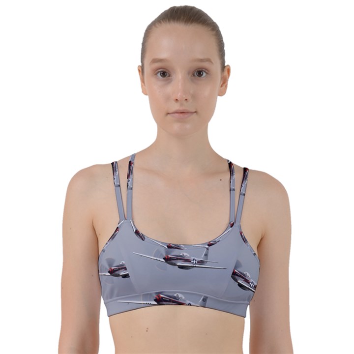 P-51 Mustang flying Line Them Up Sports Bra