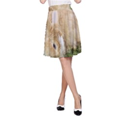 Beautiful Blue Eyed Bunny On Green Grass A-line Skirt by Ucco