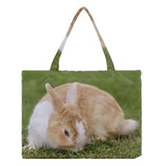 Beautiful Blue Eyed Bunny On Green Grass Medium Tote Bag by Ucco