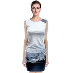 Ice, Snow And Moving Water Sleeveless Velvet Midi Dress by Ucco