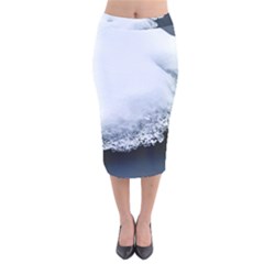 Ice, Snow And Moving Water Velvet Midi Pencil Skirt by Ucco