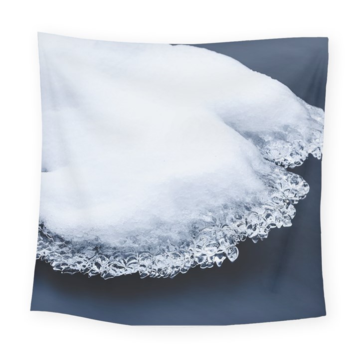 Ice, Snow And Moving Water Square Tapestry (Large)