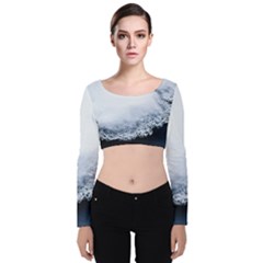 Ice, Snow And Moving Water Velvet Long Sleeve Crop Top