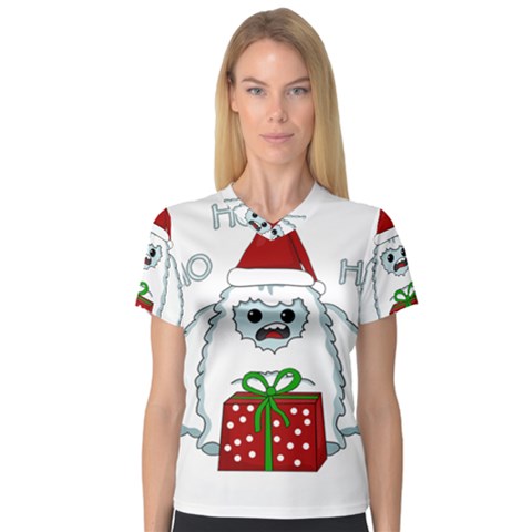 Yeti Xmas V-neck Sport Mesh Tee by Valentinaart