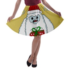 Yeti Xmas A-line Skater Skirt by Valentinaart