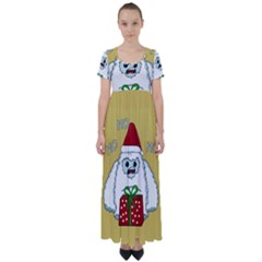 Yeti Xmas High Waist Short Sleeve Maxi Dress by Valentinaart