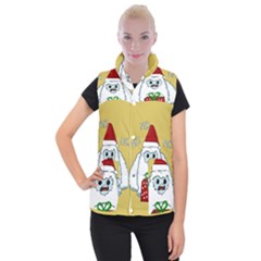 Yeti Xmas Women s Button Up Puffer Vest by Valentinaart