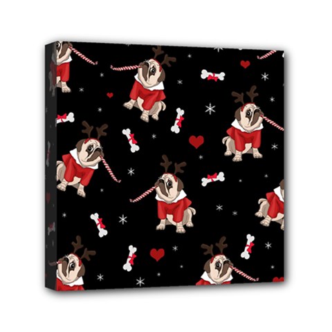 Pug Xmas Pattern Mini Canvas 6  X 6  by Valentinaart